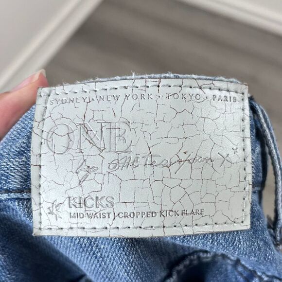 One By One Teaspoon Women Size 24 Denim High Rise Cropped Kick Flare Cotton Jean - Picture 5 of 14